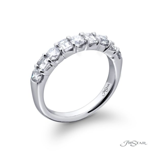 Signature Emerald-Cut and Round Diamond Band in Pure Platinum