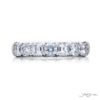 Classic Square Emerald-Cut and Round Diamond Band in Pure Platinum