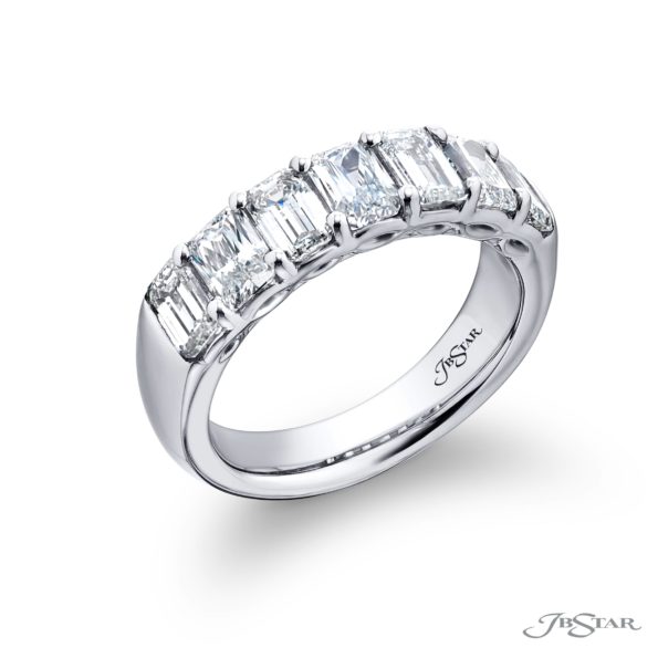 Classic Radiant-Cut and Emerald-Cut Diamond Band in Pure Platinum