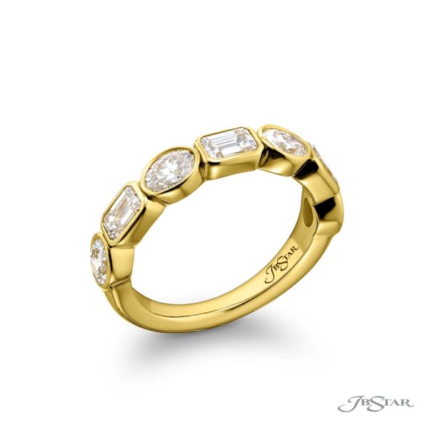 Classic East-West Bezel Diamond Band in 18K Yellow Gold