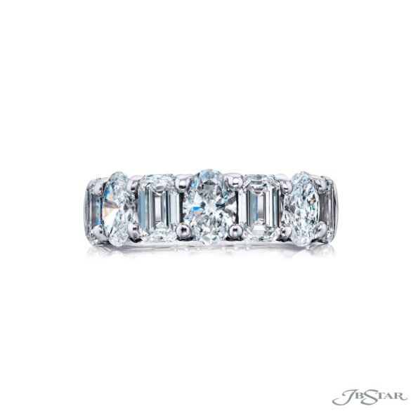 Classic East-West Emerald-Cut & Oval Diamond Band in Platinum