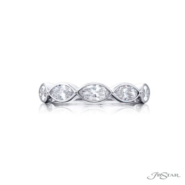 Classic East-West Bezel Marquise Diamond Band in Platinum