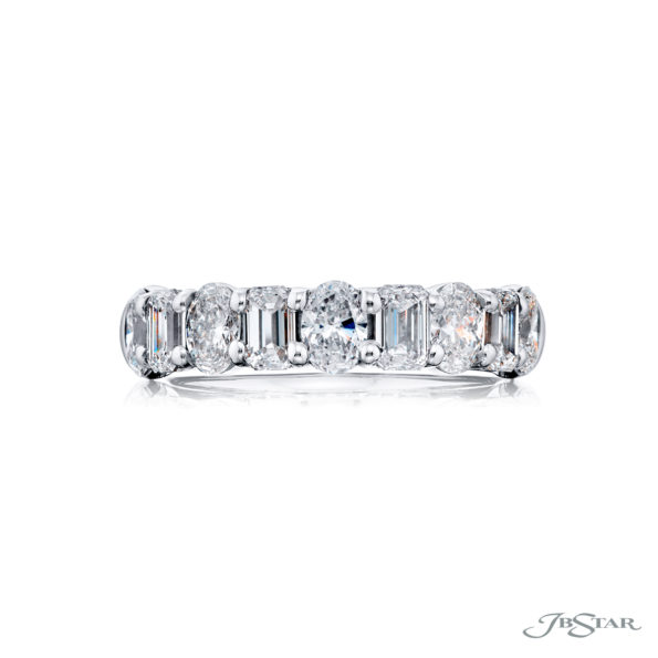 Classic Single-Row Emerald-Cut and Oval Diamond Band