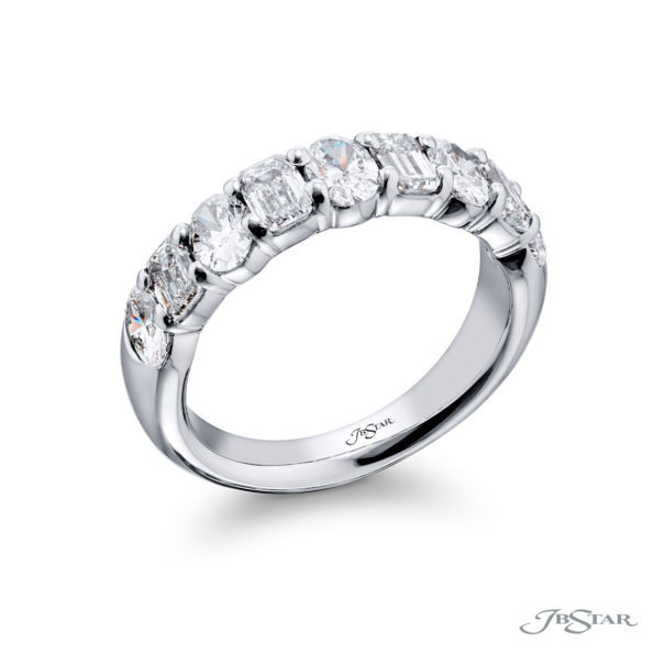 Classic Single-Row Emerald-Cut and Oval Diamond Band