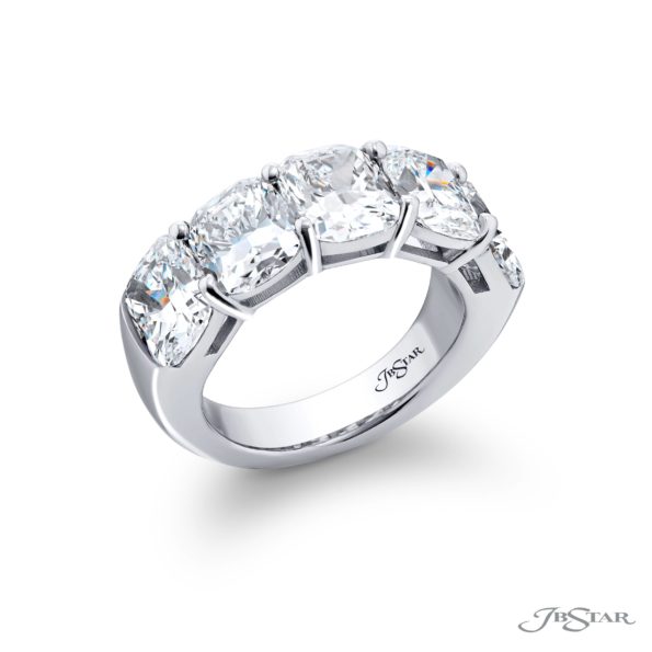 Classic GIA-Certified Cushion-Cut Diamond Band in Pure Platinum